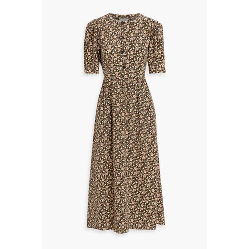 Joie - Pearl Gathered Floral-Print Silk Crepe De Chine Midi Dress - Brown -  US 2 for Women