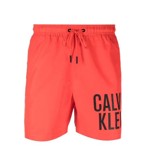 Calvin Klein Contrasting Logo-Print Swim Shorts Red for Men