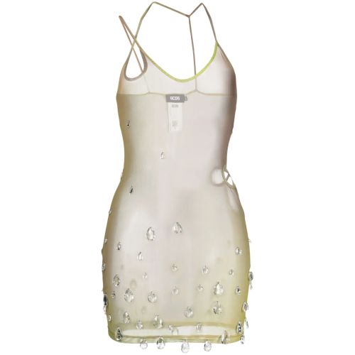 GCDS Sita Crystal-Drop Sheer Minidress - Green for Women