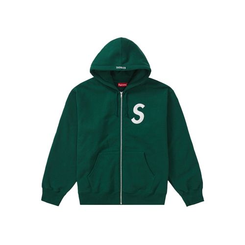 Supreme S Logo Zip Up Hooded Sweatshirt Red for Men