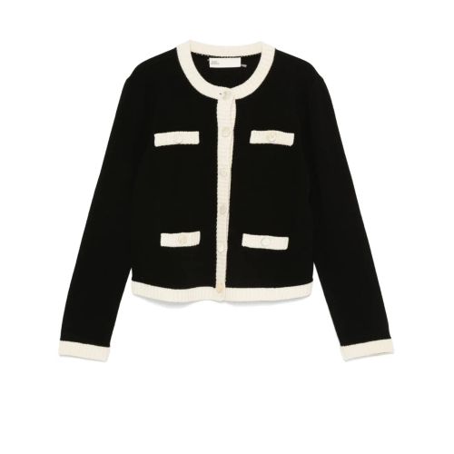 Tory Burch Kendra Chunky Wool Cardigan Black for Women