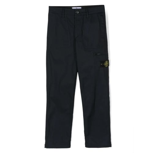 Stone Island Junior Straight-Leg Cotton Trousers Blue for Kids