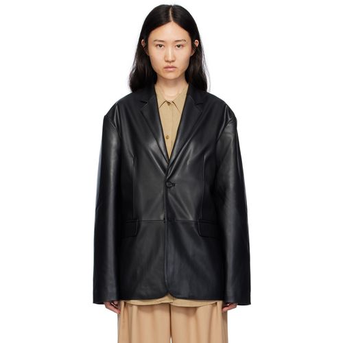 The Frankie Shop Black Olympia Faux-Leather Blazer