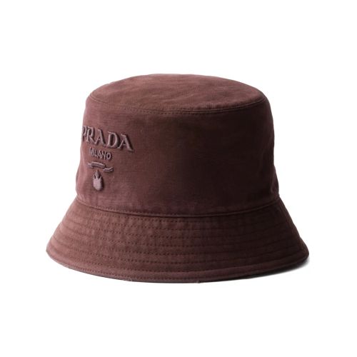 Prada Logo-Embroidered Bucket Hat Black for Women