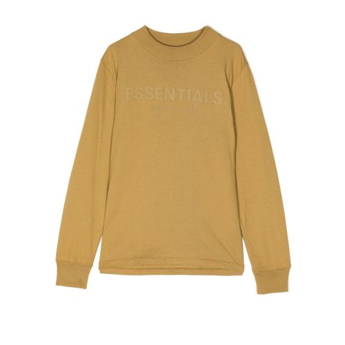 FEAR OF GOD ESSENTIALS Logo Print Cotton Sweatshirt Brown for Kids