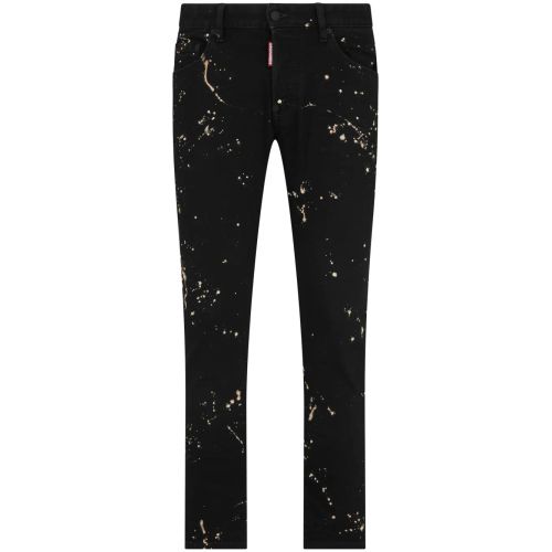 Biker Jeans Black Paint Splatter Skinny Jeans Mens DSQUARED²