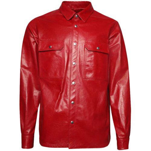 Rick Owens Coated Denim Shirt Jacket Red for Men