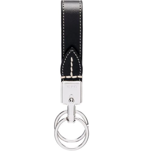 Tod'S Leather T-Logo Keyring Black for Men