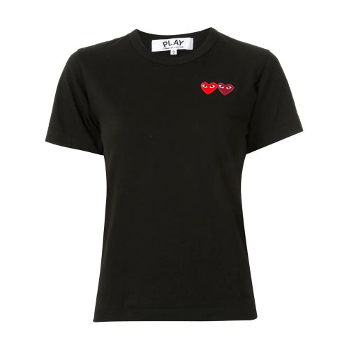 Comme Des Garçons Play Logo Embroidered Crew Neck T-Shirt Black