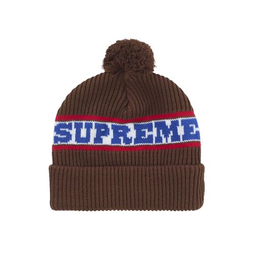 Brown Mens Supreme Beanie Supreme Textured Knit Beanie Brown GB