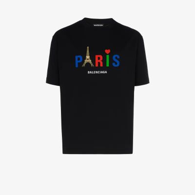 Buy Balenciaga Mens Black Paris Logo Cotton T Shirt At Goxip