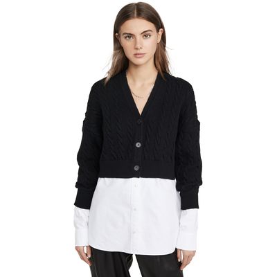 Buy Alexanderwang T Cable Bi Layer Cardigan With Oxford Shirt At Goxip
