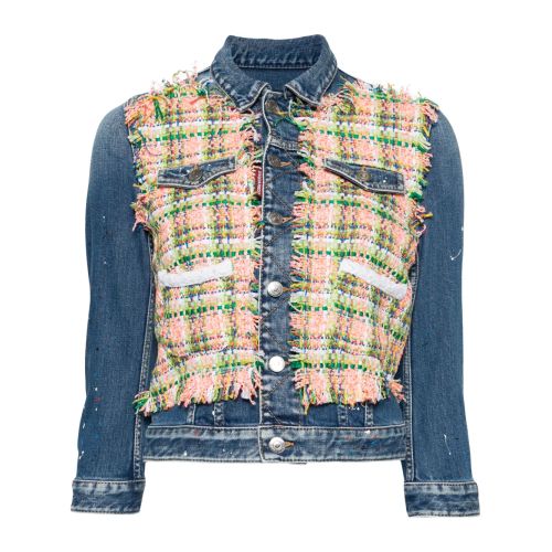 DSQUARED² DSQUARED2 Paint-Splatter Panelled Denim Jacket Blue