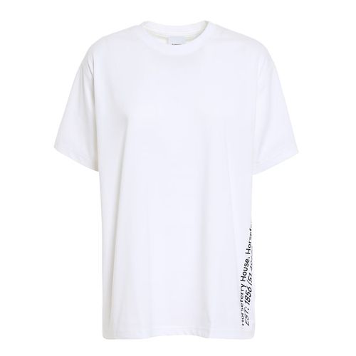 Burberry Logo Printed Oversized T-Shirt White for Women