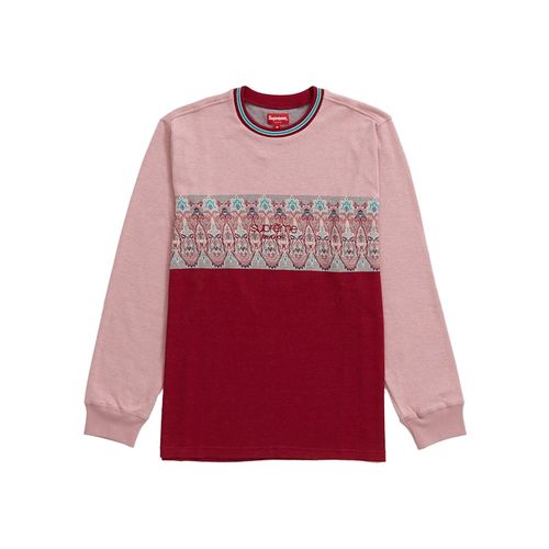 Supreme Stripe Raglan L/S Top Maroon for Men