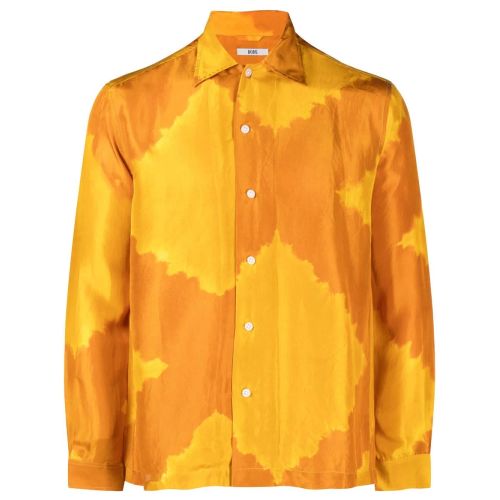 BODE Lehariya Dye Silk Shirt - Orange for Men 