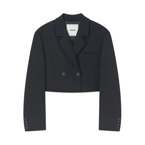 Nanushka Rony Double-Breasted Cropped Blazer Black for Women