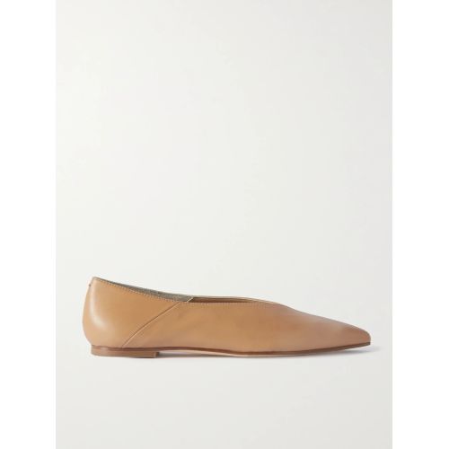 Aeyde Moa Leather Point-Toe Flats Tan for Women