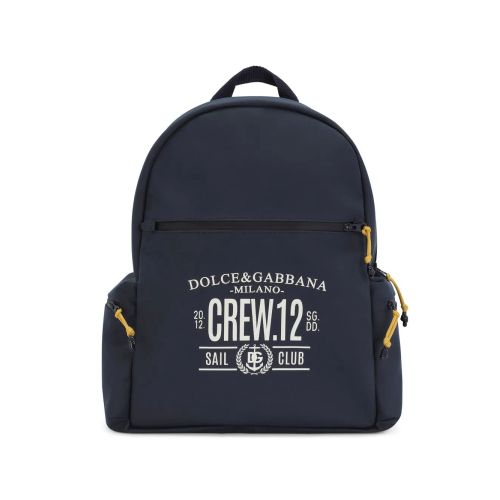 Dolce Gabbana Kids Logo-Print Front-Pocket Backpack Black for เด็ก