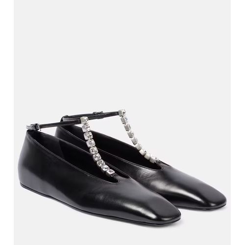 Jil Sander Asymmetric-Toe Leather Ballerina Shoes Black for Women