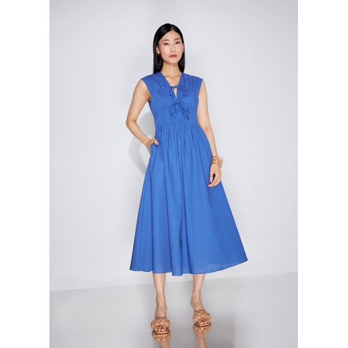 LOVE, BONITO Linen Front Tie Fit & Flare Elastic Midaxi Dress Love, Bonito  for Women