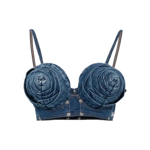 Jean Paul Gaultier Denim Crop Top Blue for Women