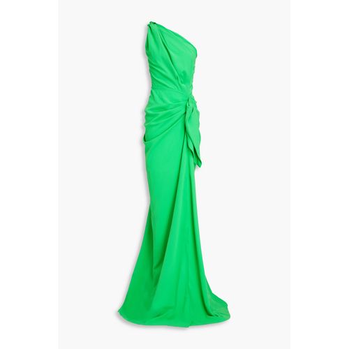 rhea costa green dress Raven Crepe and Velvet Dress in Dark-Green – Rhea Costa