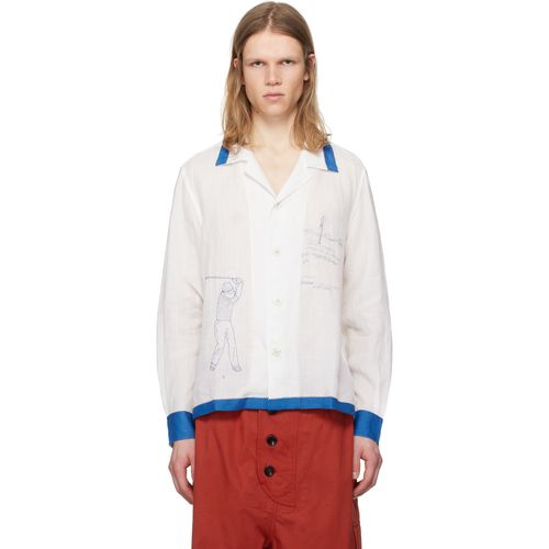 BODE Club Champion Short Sleeve Shirt In White for Men