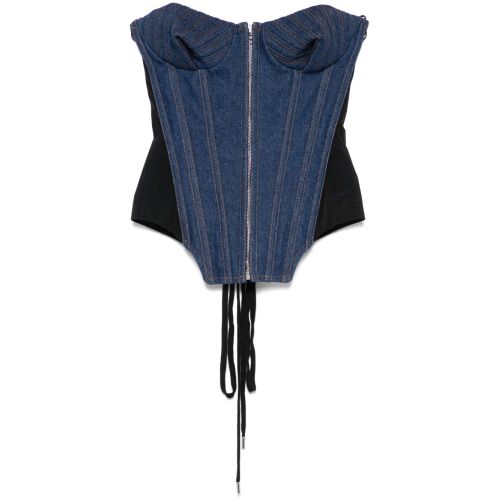 Jean Paul Gaultier Denim Corset With Mesh Detail Clothing for Women