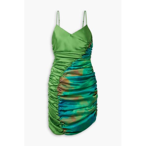 AHLUWALIA - Jade Ruched Printed Satin-Twill Mini Dress - Green - UK 6 for  Women