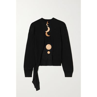 LOEWE | LOEWE - + Paula'S Ibiza Asymmetric Embellished Silk Sweater - Black - X Small | Goxip