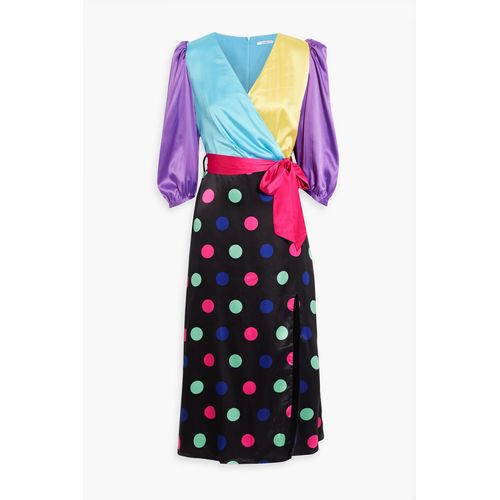 Olivia Rubin Paloma Wrap-Effect Polka-Dot Satin Midi Dress