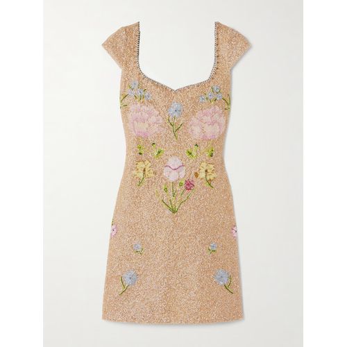 Clio Peppiatt - Marie Embellished Stretch-Tulle Mini Dress - Gold for Women