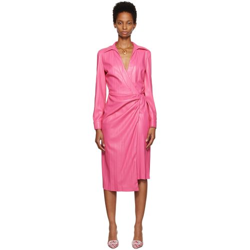 chinese dress ladies Barbie Leather Midi Dress In Fuchsia Pink – LeatherViz