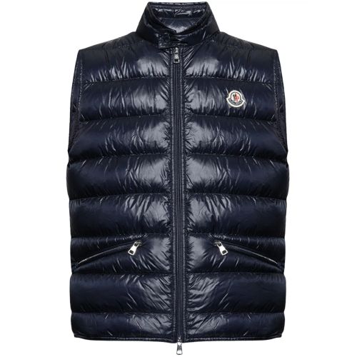 Moncler Gui Logo-Patch Puffer Gilet Blue for Men