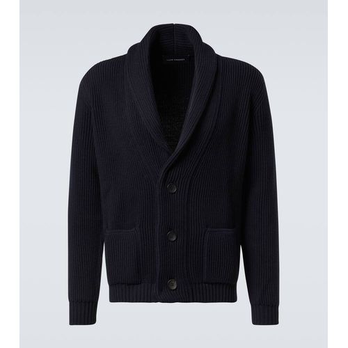 Thom Sweeney Shawl-Collar Ribbed Wool Cardigan Men White