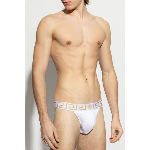 Versace Greek Key Motif Jockstrap, Men'S, White for Men