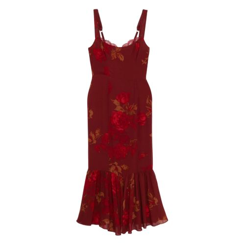 Reformation Evianna Square Neck Linen Dress - Red for Women