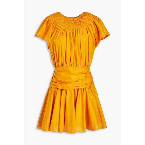 LEO LIN - Gathered Tencel-Blend Twill Mini Dress - Yellow - UK 12 for Women