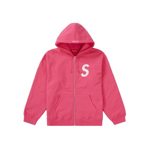 Supreme S Logo Zip Up Hooded Sweatshirt Red for Men