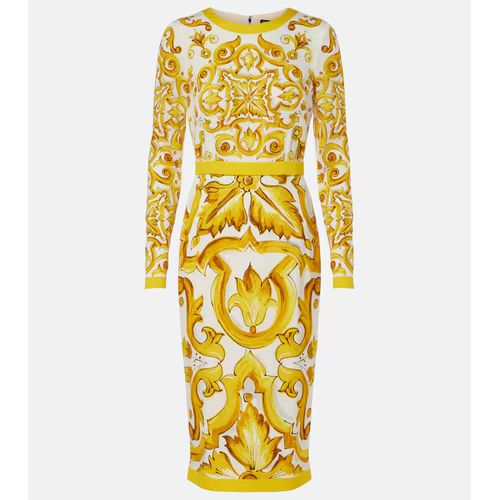 Dolce Gabbana Majolica Silk-Blend Charmeuse Midi Dress