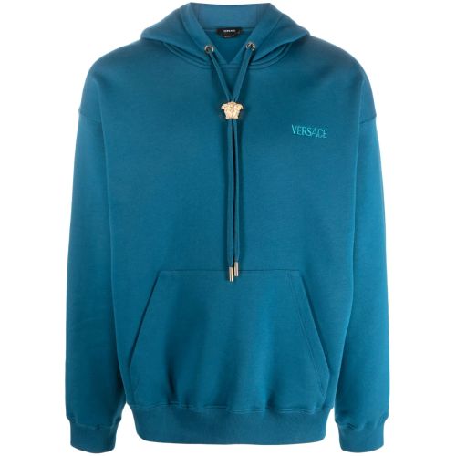 Versace La Medusa Cotton Hoodie Blue for Men