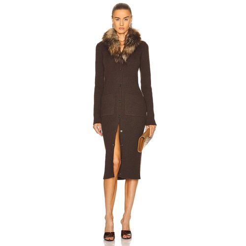 Saint Laurent Long Sleeve Midi Dress In Brown for Women