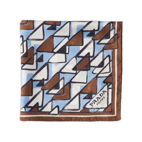 Prada Geometric-Print Scarf Brown for Women