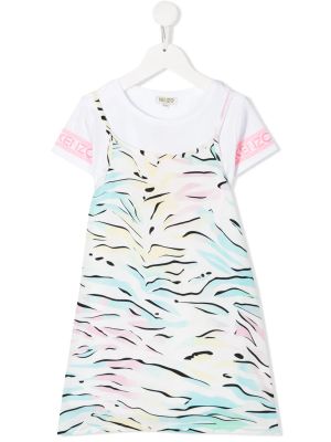 Buy Kenzo Kids Rainbow Zebra Print Dress White At Goxip
