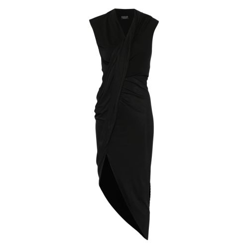 Balenciaga V-Neck Layered Midi Dress - Black for Women