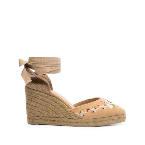 Castañer Carina 80 Canvas Wedge Espadrilles Green for Women