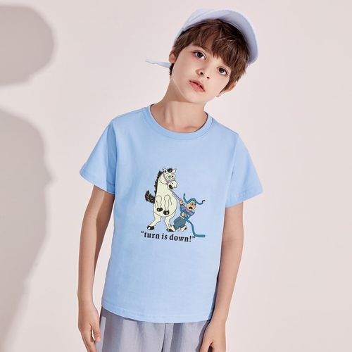 Shein Boys Slogan Cartoon Graphic Tee For Kids