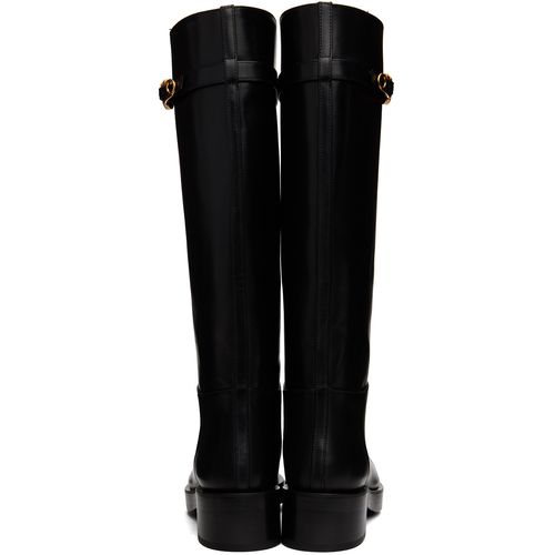 Versace Black Safety Pin Tall Boots for Women