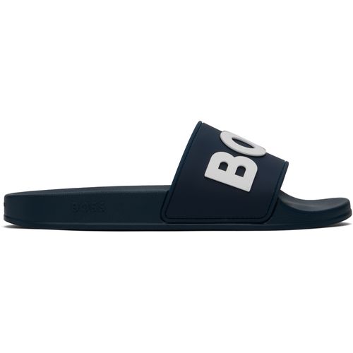 Pool Sliders Hugo Boss Navy Sliders HUGO BOSS BOSS Navy Embossed